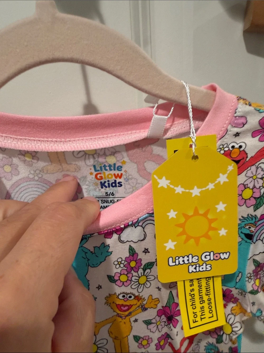 Little Glow Kids bamboo Sesame Street shorts pajama set size 5/6 NWT